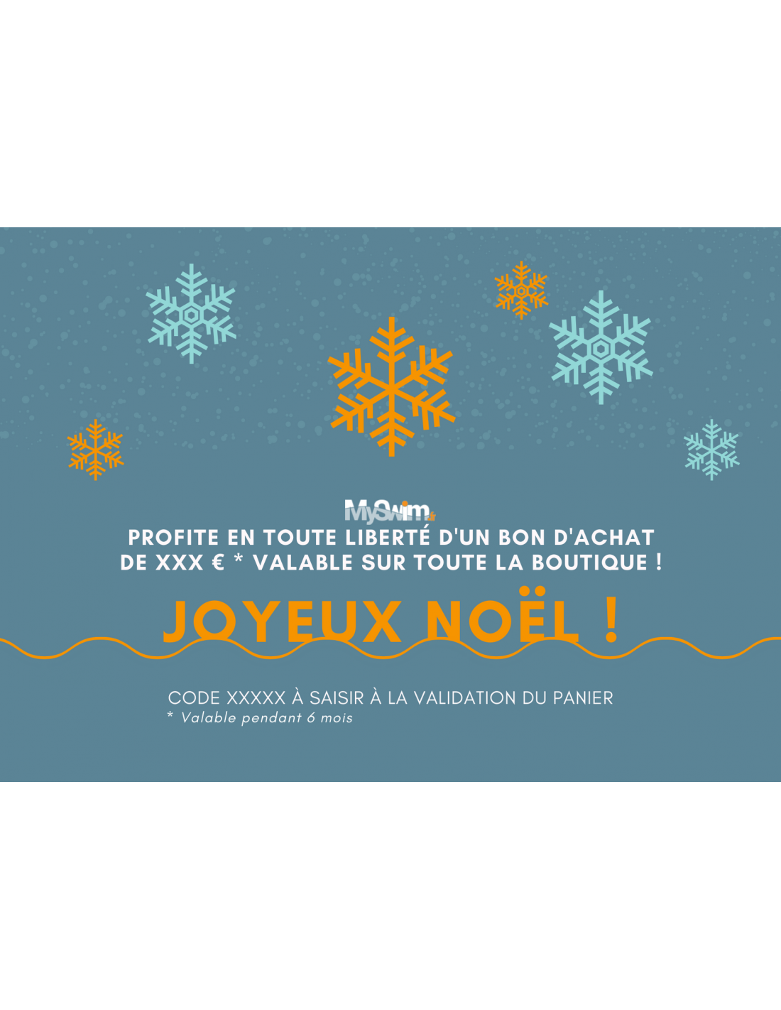 Carte cadeau natation - Noël et Flocons 