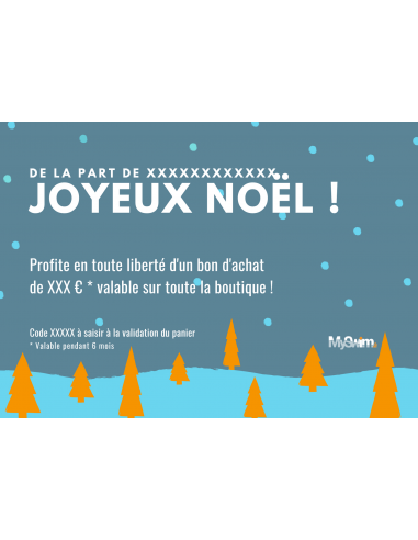Carte cadeau natation - Noël et Flocons 